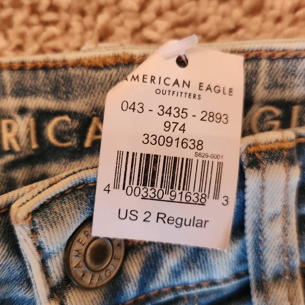 American Eagle Distressed Light Blue Next Level Stretch Women's Jeans Sz. 2 - Picture 9 of 9